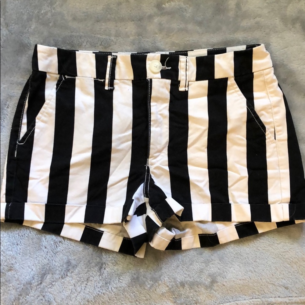 Black and White Striped American Eagle Shorts